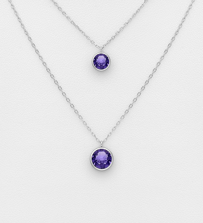 1583-305 - Sparkle by 7K - Wholesale 925 Sterling Silver Necklace Decorated with Fine Austrian Crystals