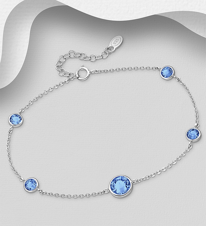 1583-357 - Sparkle by 7K - Wholesale 925 Sterling Silver Bracelet Decorated with Fine Austrian Crystals