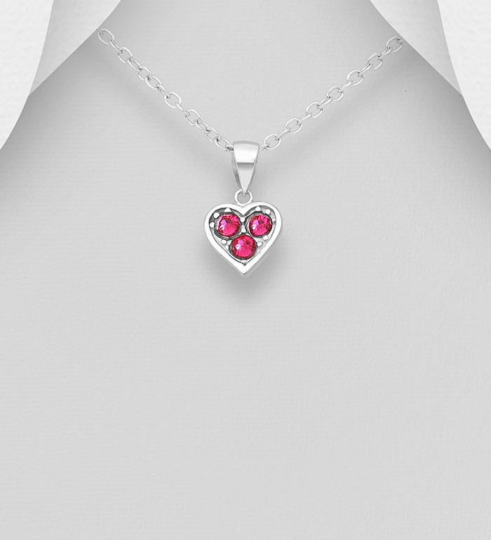 1583-521 - Sparkle by 7K - Wholesale 925 Sterling Silver Heart Pendant, Decorated with Various Fine Austrian Crystal
