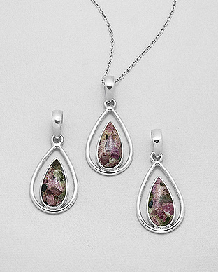 1851-263 - Wholesale JEWELLED - 925 Sterling Silver Pendant, Decorated with Tourmaline. Handmade. Design, Shape and Size Will Vary.