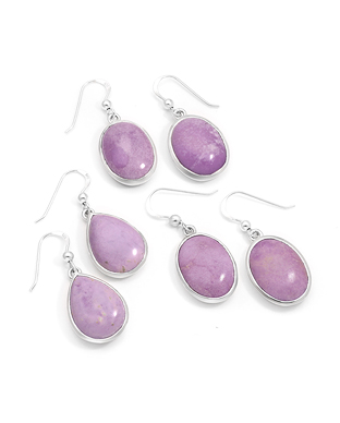 1851-270 - Wholesale JEWELLED - 925 Sterling Silver Hook Earrings, Decorated with Phosphosiderite. Handmade. Design, Shape and Size Will Vary.