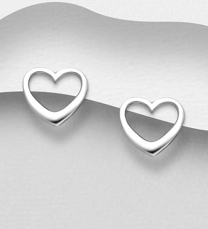 31-28 - Wholesale 925 Sterling Silver Push-Back Heart Earrings