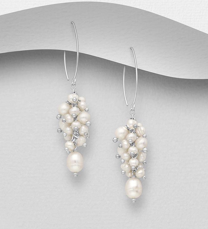 382-2378 - Wholesale 925 Sterling Silver Hook Earrings Decorated With Fresh Water Pearls