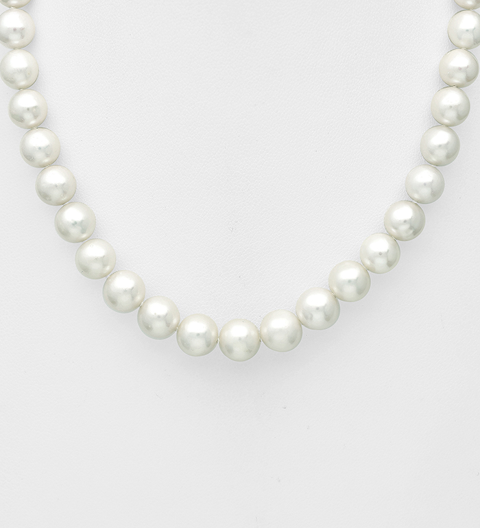 382-2775AAA - Wholesale 925 Sterling Silver Necklace, Beaded with 8-8.5 mm Diameter AAA Freshwater Pearls