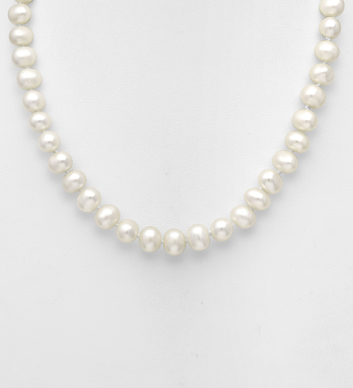 382-2776AA - Wholesale 925 Sterling Silver Necklace, Beaded with 6-6.5 mm Diameter AA Freshwater Pearls