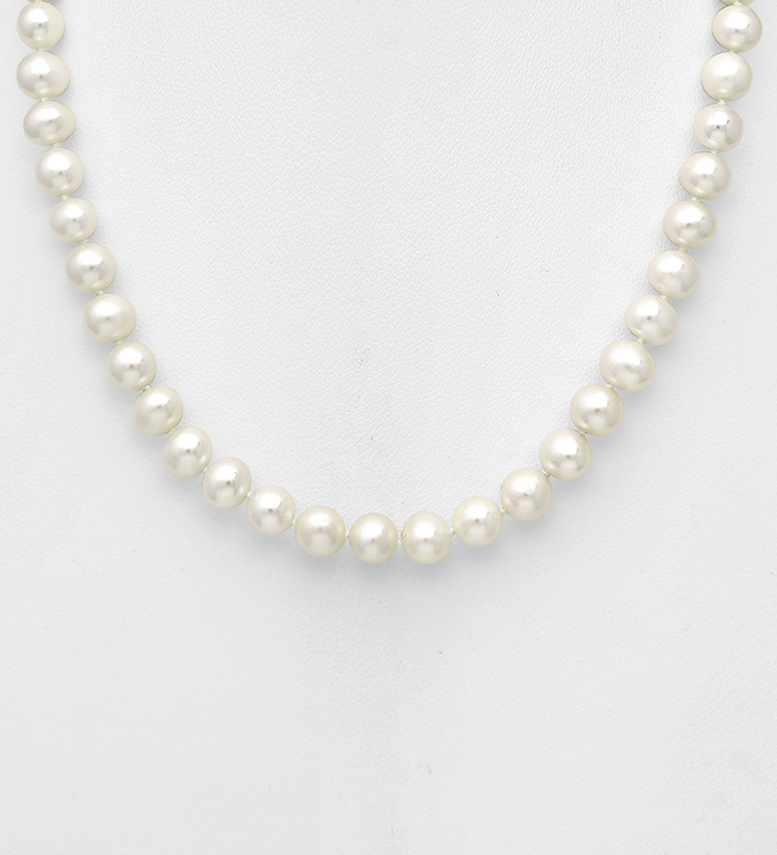 382-2776AAA - Wholesale 925 Sterling Silver Necklace, Beaded with 6-6.5 mm Diameter AAA Freshwater Pearls 