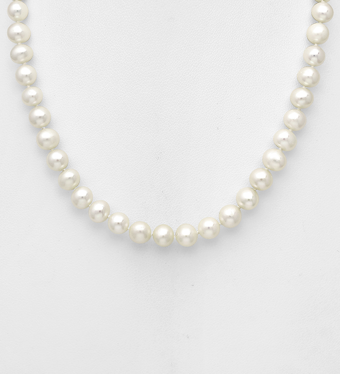 382-2776AAA - Wholesale 925 Sterling Silver Necklace, Beaded with 6-6.5 mm Diameter AAA Freshwater Pearls