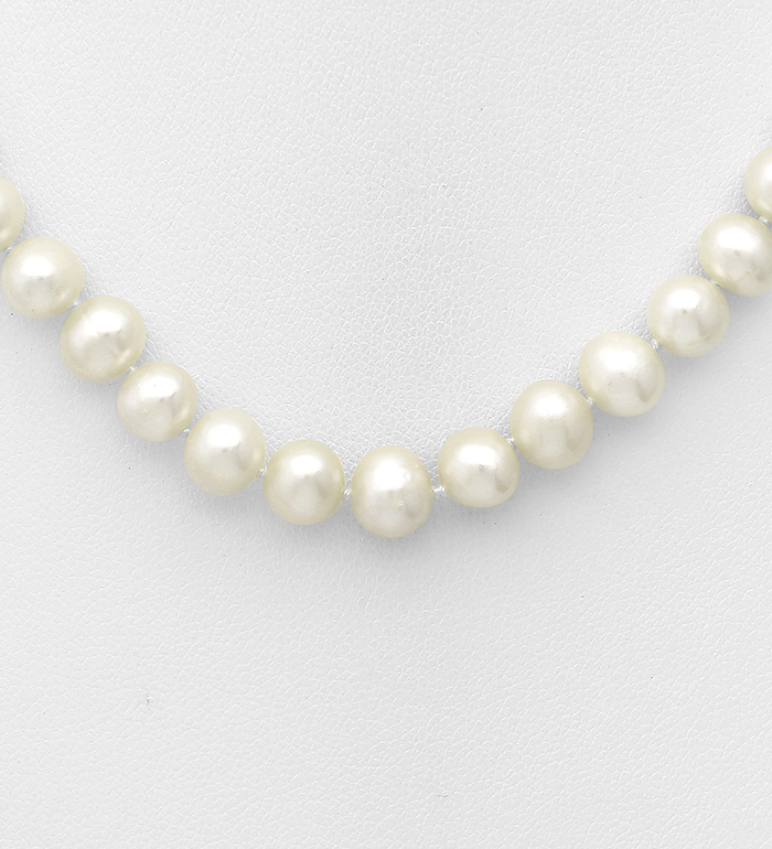 382-2776AAX - Wholesale 925 Sterling Silver Necklace, Beaded with 6-6.5 mm Diameter AA+ Freshwater Pearls