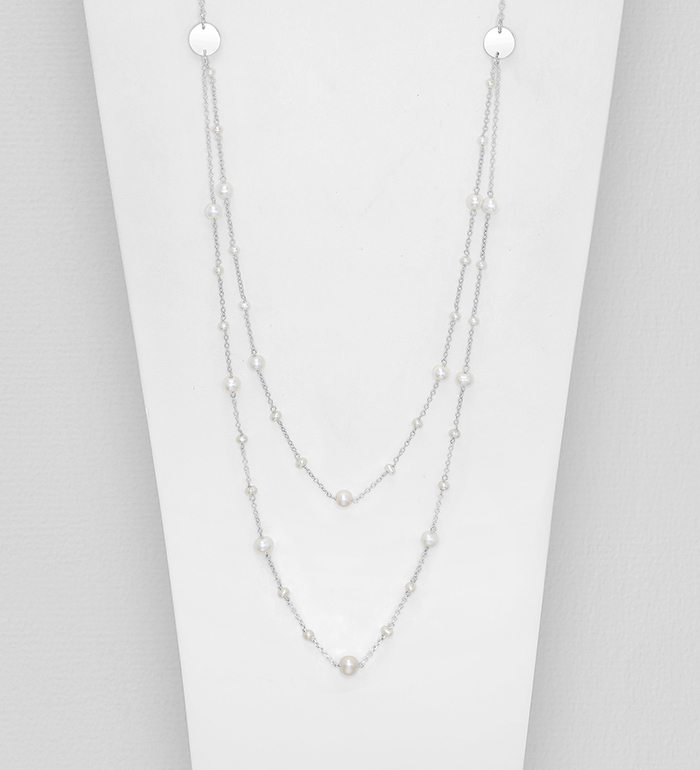 382-3472 - Wholesale 925 Sterling Silver Necklace Beaded With Fresh Water Pearls