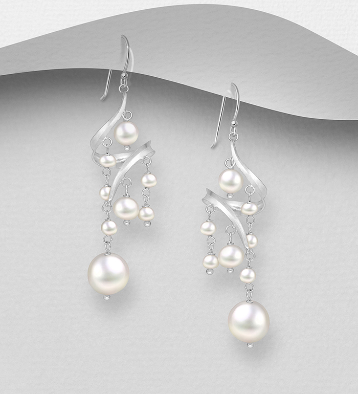 382-3852 - Wholesale 925 Sterling Silver Hook Earrings Beaded With Fresh Water Pearls