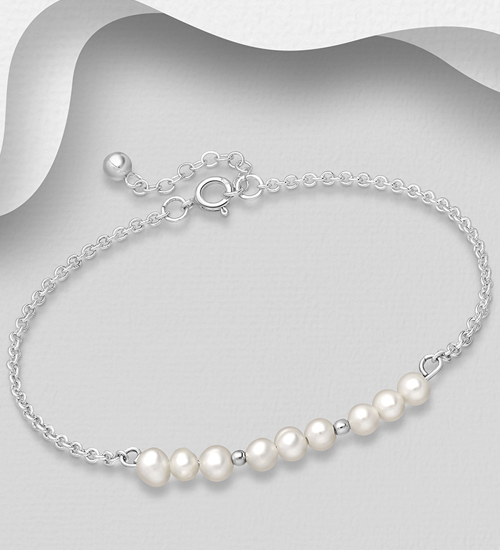 382-4264 - Wholesale 925 Sterling Silver Bracelet Beaded With Fresh Water Pearls