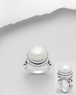 382-4588 - Wholesale 925 Sterling Silver Ring Decorated With Fresh Water Pearl
