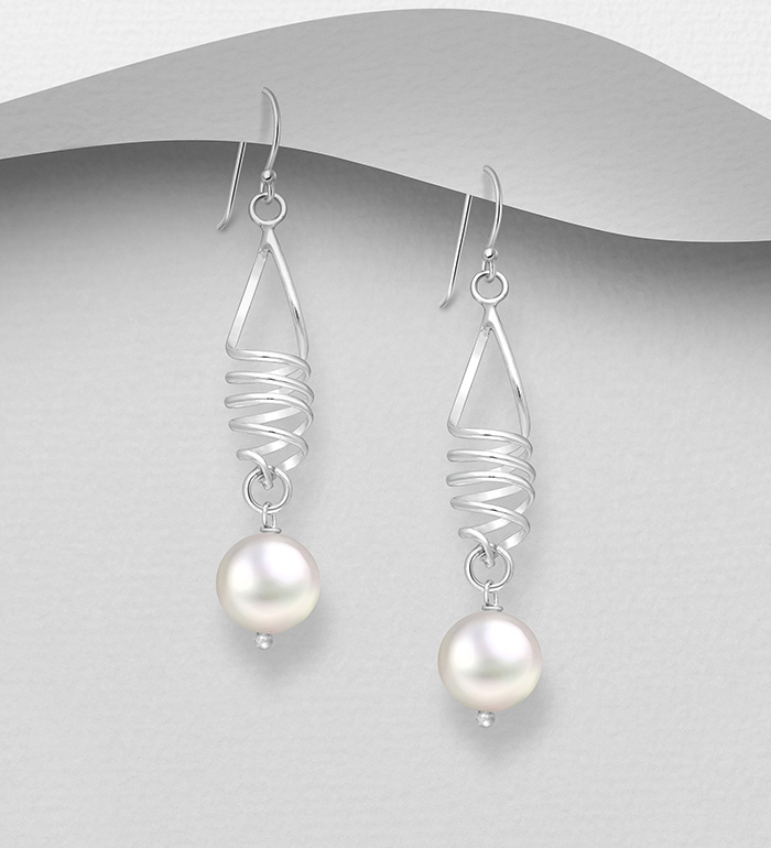 382-4678 - Wholesale 925 Sterling Silver Hook Earrings Beaded With Fresh Water Pearls