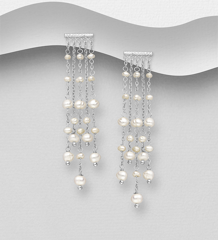 382-4826 - Wholesale 925 Sterling Silver Push-Back Earrings Beaded With Fresh Water Pearls