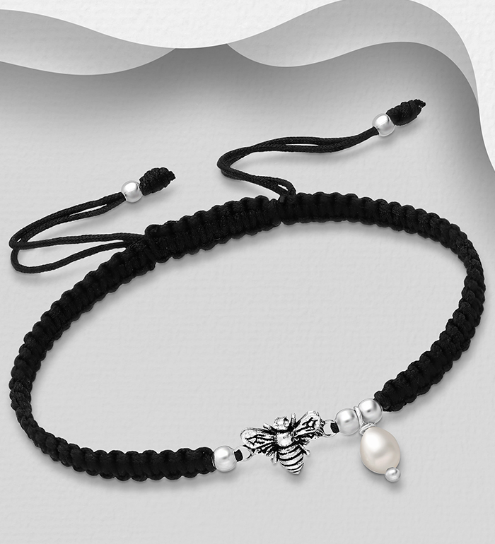 382-4872 - Wholesale 925 Sterling Silver Ball And Bee Bracelet Beaded With Fresh Water Pearls