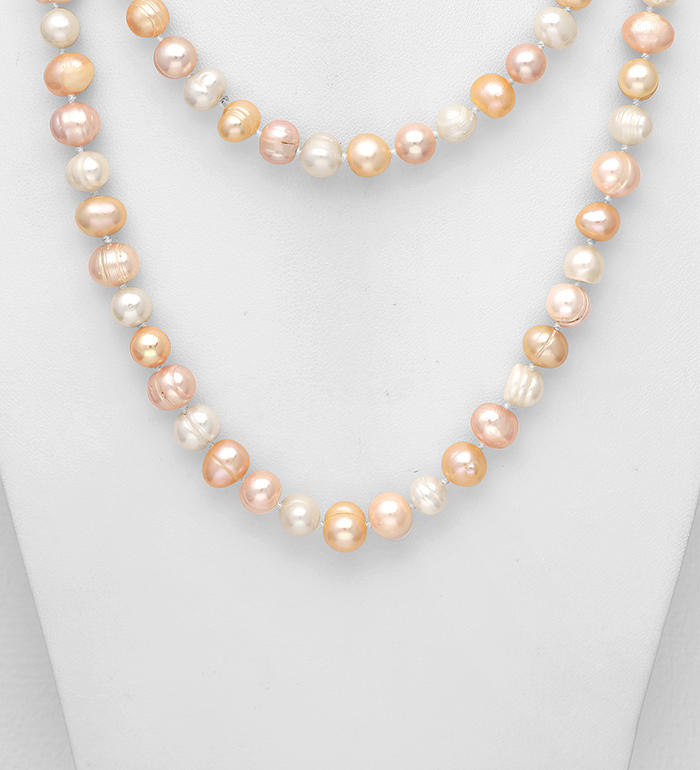 382-4887 - Wholesale Cotton Necklace Beaded With Fresh Water Pearls