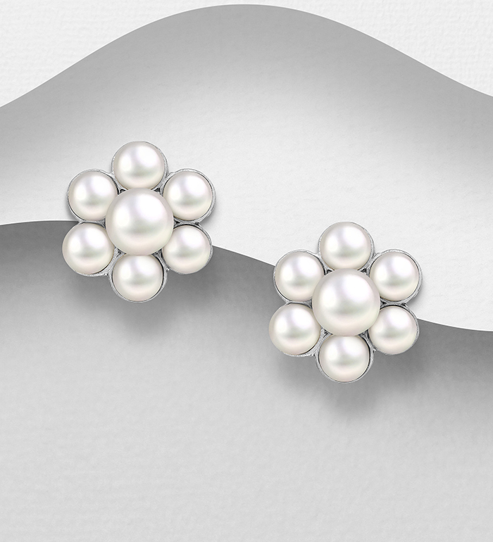 382-4918 - Wholesale 925 Sterling Silver Earrings decorated with Fresh Water Pearls