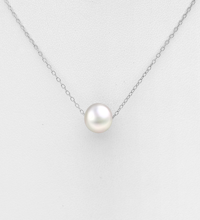 382-4958A - Wholesale 925 Sterling Silver Necklace Beaded With Fresh Water Pearl