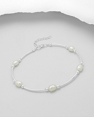 382-5009 - Wholesale 925 Sterling Silver Bracelet Beaded With Fresh Water Pearls