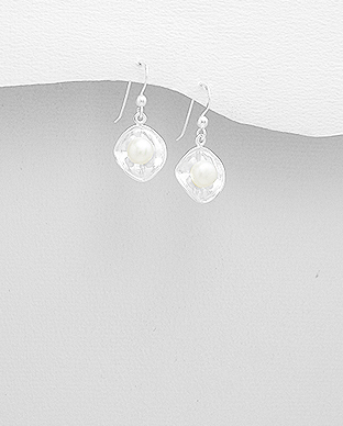 382-5014 - Wholesale 925 Sterling Silver Hook Earrings Decorated With Fresh Water Pearls