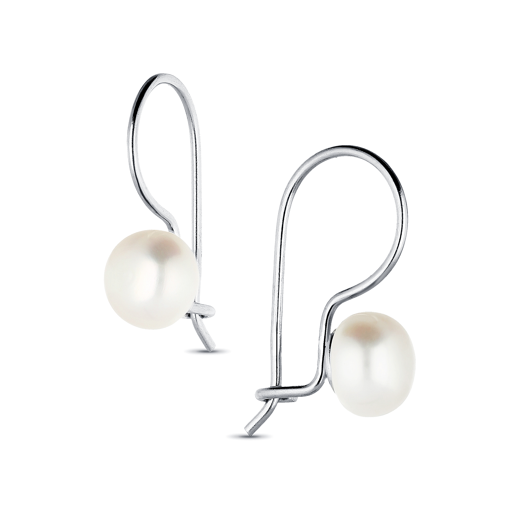 382-5078K - Wholesale 925 Sterling Silver Kidney Earrings Decorated With Fresh Water Pearls