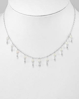 382-5088 - Wholesale 925 Sterling Silver Necklace Beaded With Fresh Water Pearls