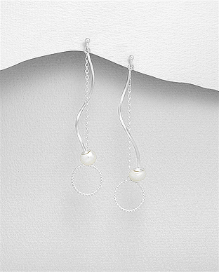 382-5115 - Wholesale 925 Sterling Silver Push-Back Earrings Decorated With Fresh Water Pearls