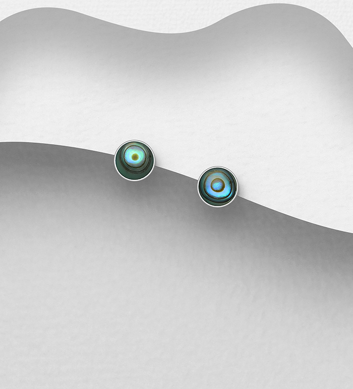 473-2915 - Wholesale 925 Sterling Silver Push-Back Earrings Decorated With Shell