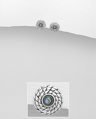 473-2962 - Wholesale 925 Sterling Silver Push-Back Earrings Decorated With Shell