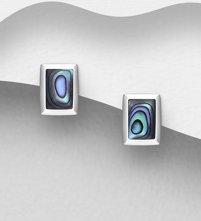 473-3005 - Wholesale 925 Sterling Silver Push-Back Earrings Decorated With Shell