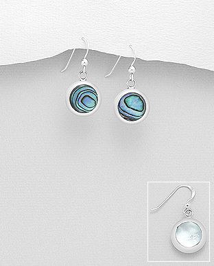 473-3015 - Wholesale 925 Sterling Silver Hook Earrings Decorated With Reconstructed Turquoise & Resin & Shell