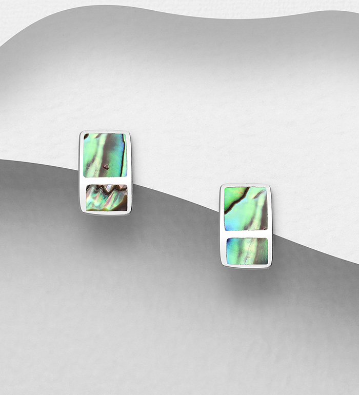 473-3064 - Wholesale 925 Sterling Silver Push-Back Earrings Decorated With Shell