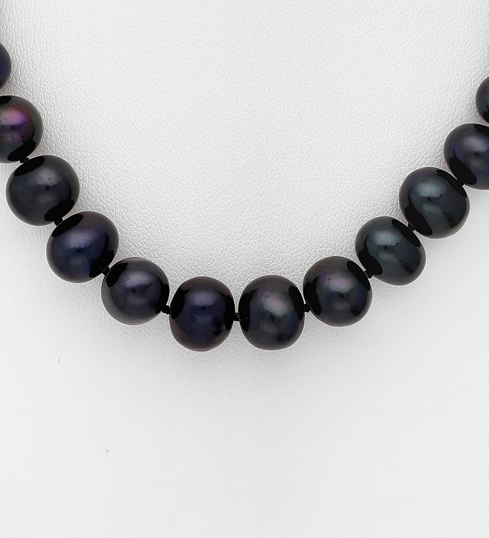 513-131AA - Wholesale 925 Sterling Silver Necklace, Beaded with 9-10 mm Diameter AA Freshwater Pearls