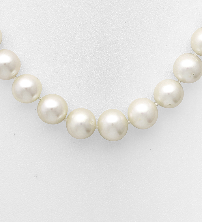 513-131AAX - Wholesale 925 Sterling Silver Necklace, Beaded with 9-10 mm Diameter AA+ Freshwater Pearls 