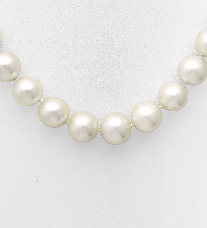 513-131AAX - Wholesale 925 Sterling Silver Necklace, Beaded with 9-10 mm Diameter AA+ Freshwater Pearls