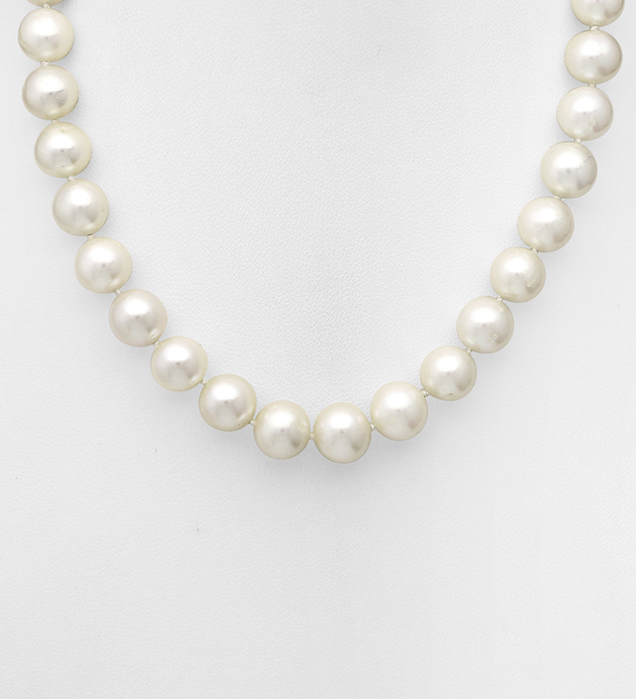 513-131AAX - Wholesale 925 Sterling Silver Necklace, Beaded with 9-10 mm Diameter AA+ Freshwater Pearls