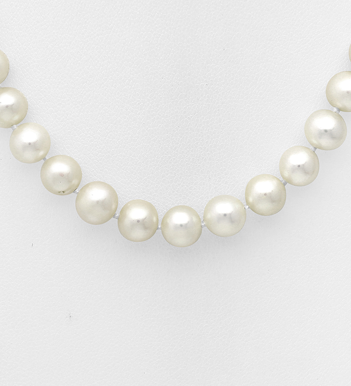 513-132AAA - Wholesale 925 Sterling Silver Necklace, Beaded with 7-7.5 mm Diameter AAA Freshwater Pearls 