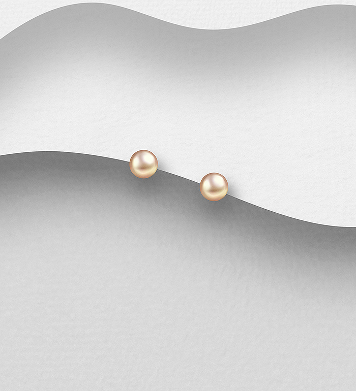 515-301AAA - Wholesale 925 Sterling Silver Push-Back Earrings, Decorated with 3-3.5 mm Diameter AAA Freshwater Pearls