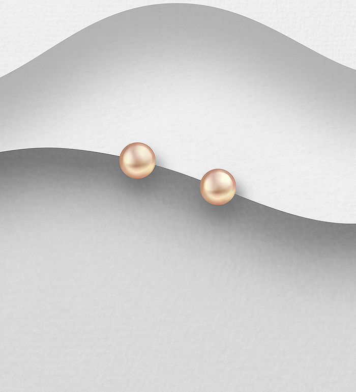 515-302AAA - Wholesale 925 Sterling Silver Push-Back Earrings, Decorated with 4-4.5 mm Diameter AAA Freshwater Pearls