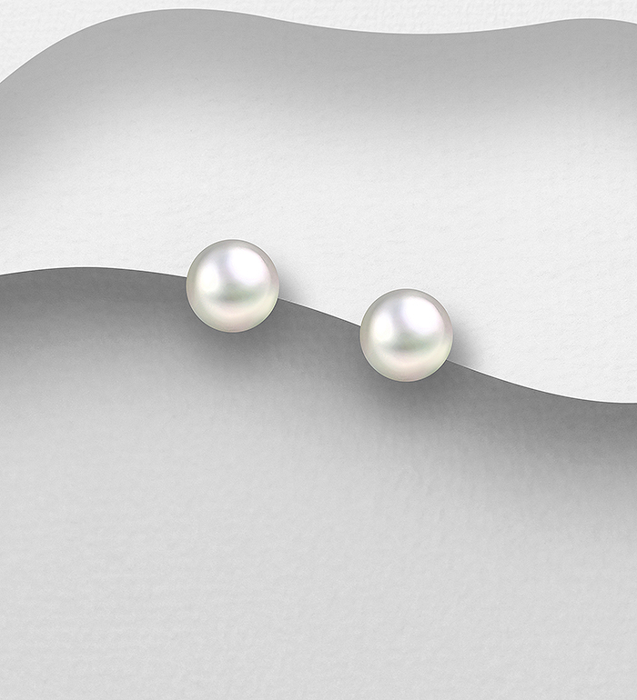 515-304AAA - Wholesale 925 Sterling Silver Push-Back Earrings, Decorated with AAA Freshwater Pearls.
Diameter: apx 6-6.5 mm