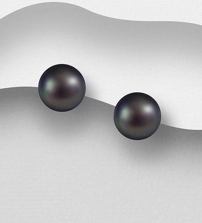 515-308AAA - Wholesale 925 Sterling Silver Push-Back Earrings, Decorated with 10-10.5 mm Diameter AAA Freshwater Pearls