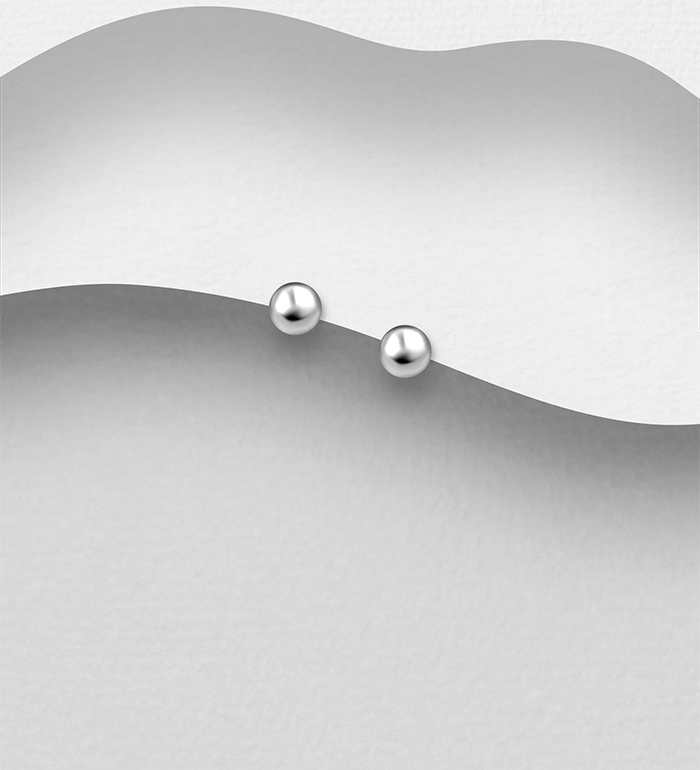 688-36 - Wholesale 925 Sterling Silver Ball Push-Back Earrings