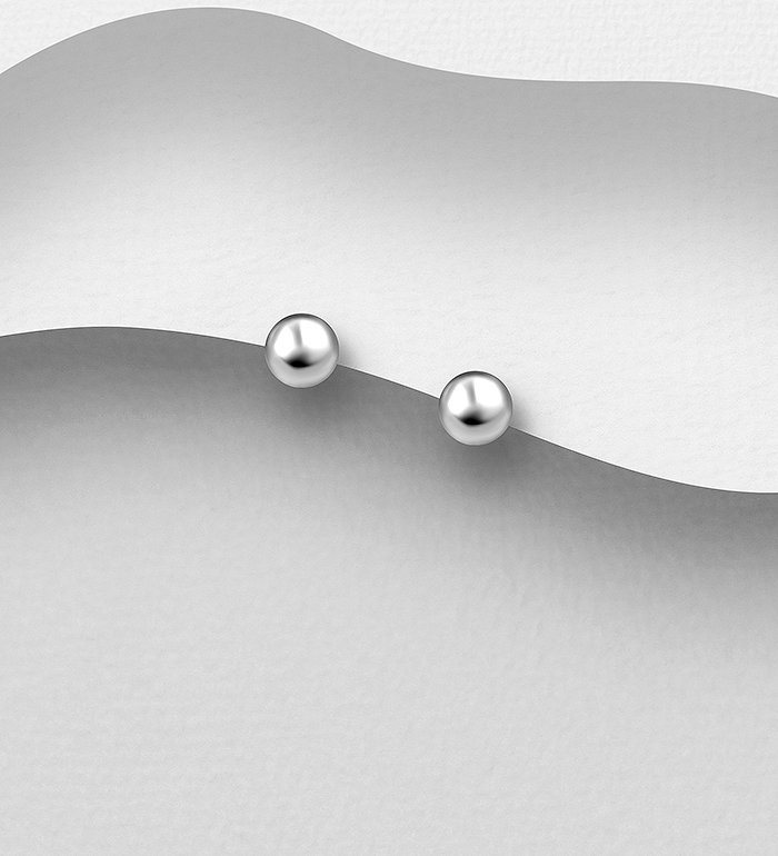 688-37 - Wholesale 925 Sterling Silver Ball Push-Back Earrings