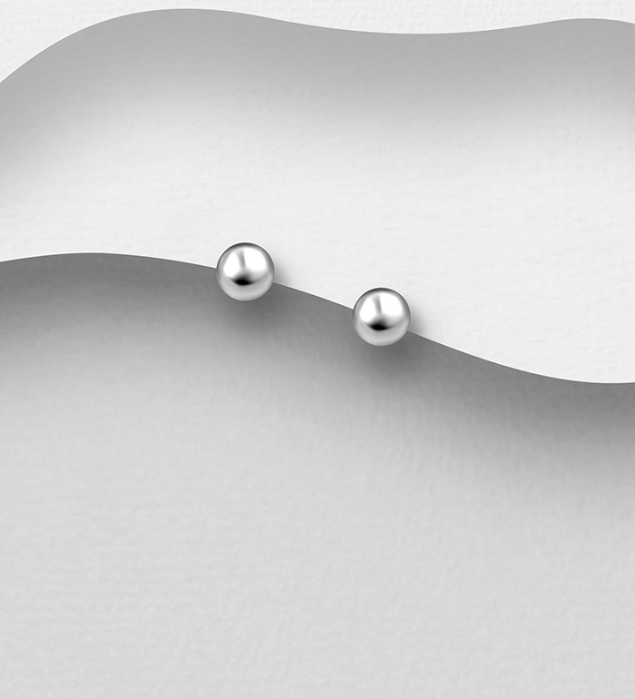 688-37 - Wholesale 925 Sterling Silver Ball Push-Back Earrings