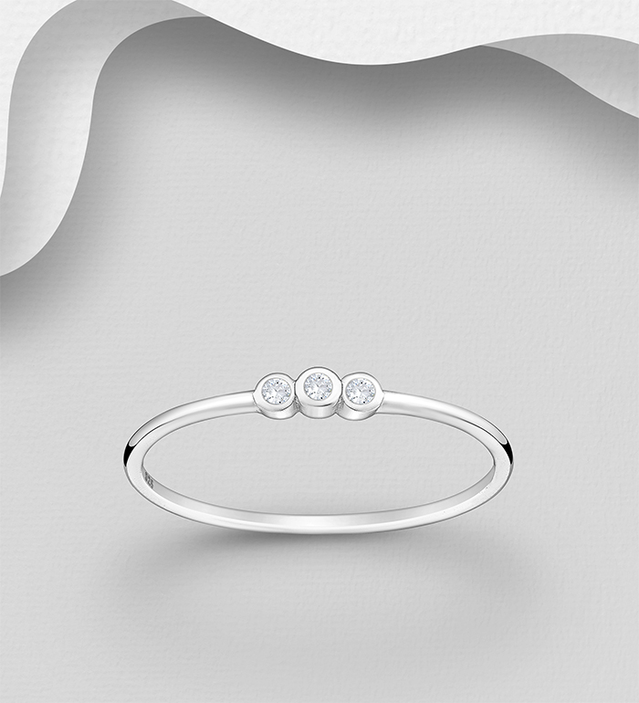 701-18778 - Wholesale 925 Sterling Silver Ring, Decorated with CZ Simulated Diamonds
