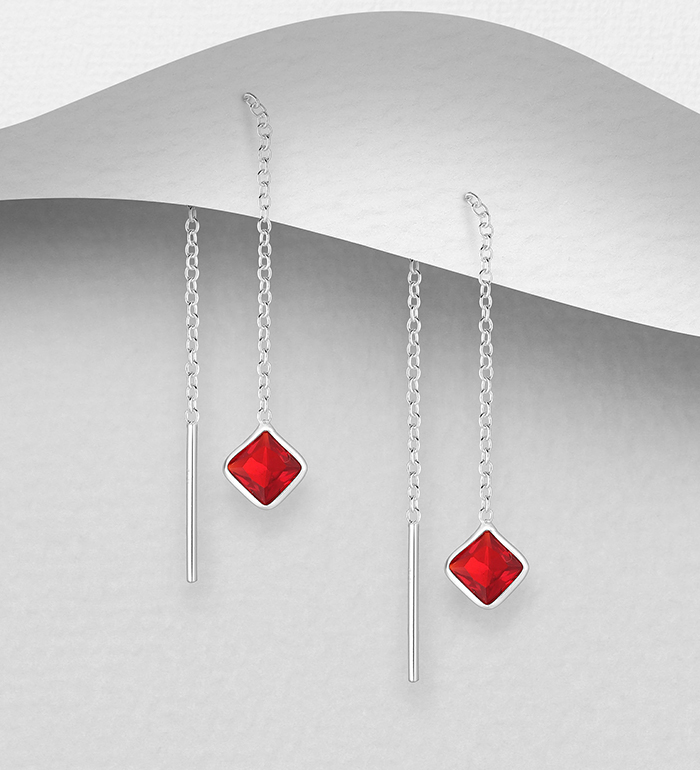 701-19710 - Wholesale 925 Sterling Silver Threader Earrings Decorated with CZ Simulated Diamonds