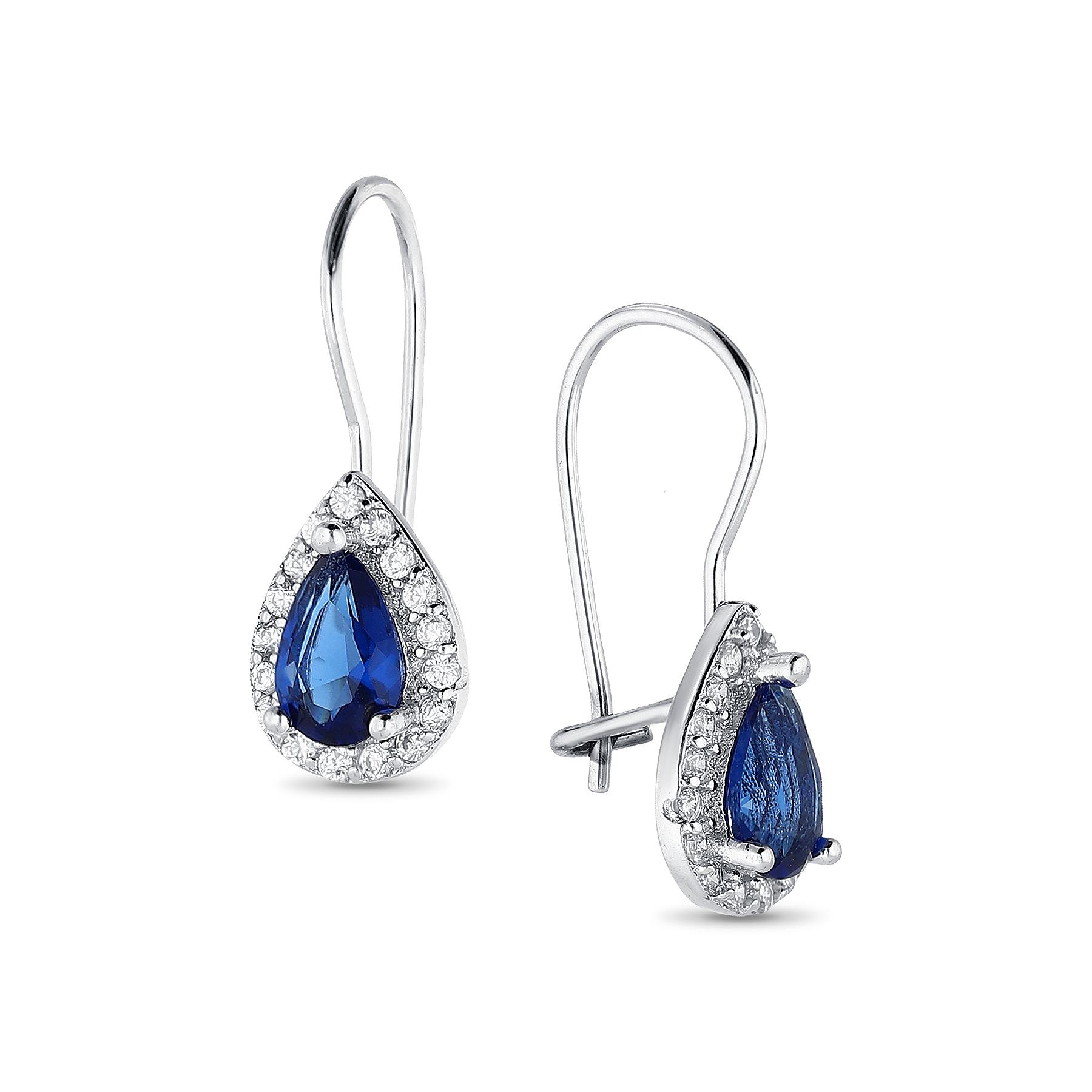 701-20173K - Wholesale 925 Sterling Silver Kidney Earrings Decorated With CZ And Plated With Rhodium