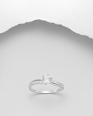 701-21023 - Wholesale 925 Sterling Silver Swirl Ring Decorated With CZ