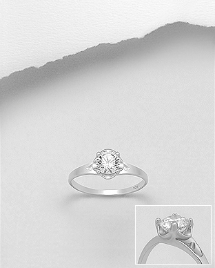 701-21024 - Wholesale 925 Sterling Silver Ring Decorated with CZ Simulated Diamonds,
