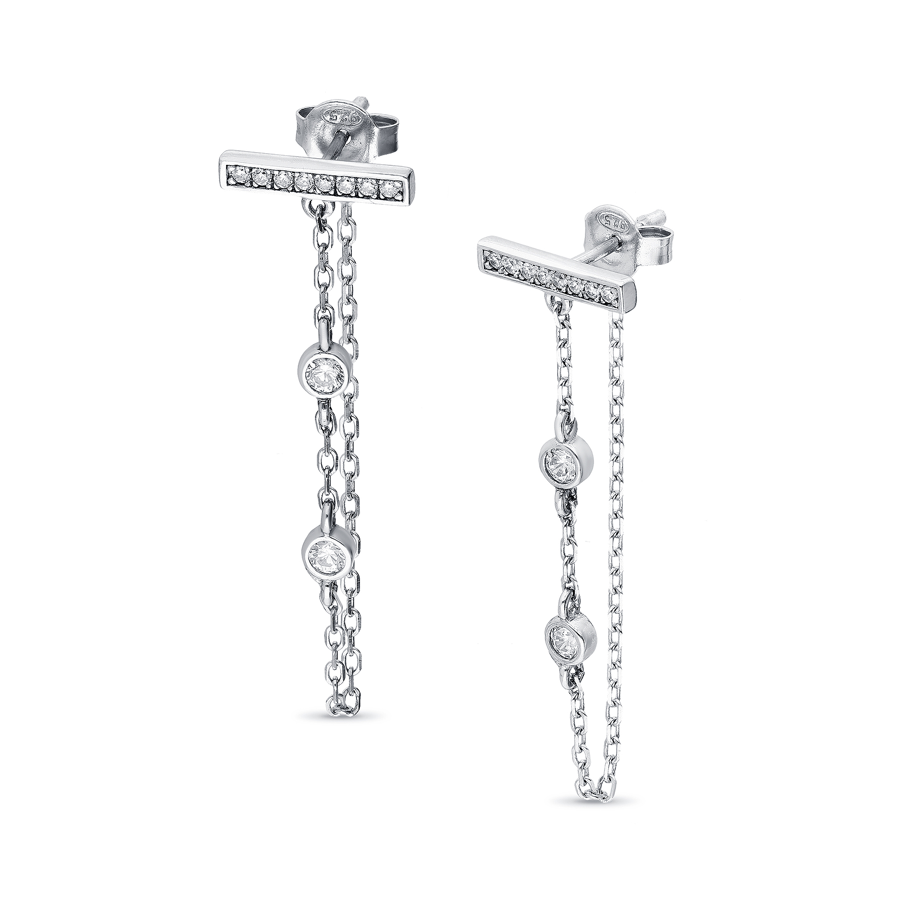 701-21491K - Wholesale 925 Sterling Silver Push-Back Earrings Decorated With CZ